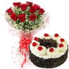 Cake with Red Roses Bunch Combo