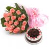 black forest with pink roses bouquet