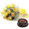cake with yellow bouquet