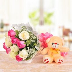 mix roses with teddy