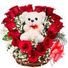 rosy basket with teddy