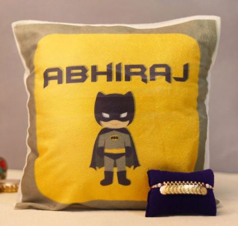 Customized cushion with Rakhi