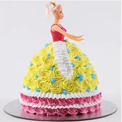 Barbie Dressed with Roses Cake1