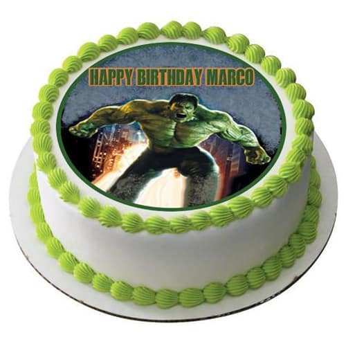 Superhero 18 Image Print Cake - hulk