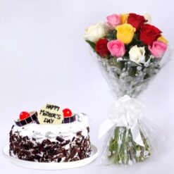 Colourful Roses & Cake Combo