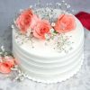 Rosy Garnished Vanilla Cake