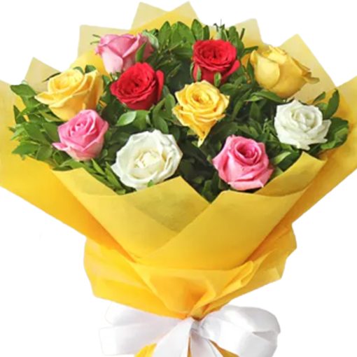 12 Mix Roses with Pineapple flowers
