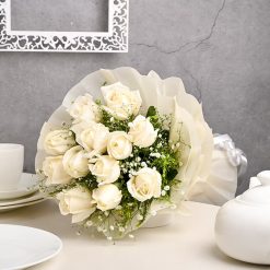 White Roses Bouquet For Mom1