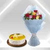 Pineapple Cake With Mix Flower Bouquet