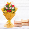 Beautiful Rakhi And Mix Roses Bouquet