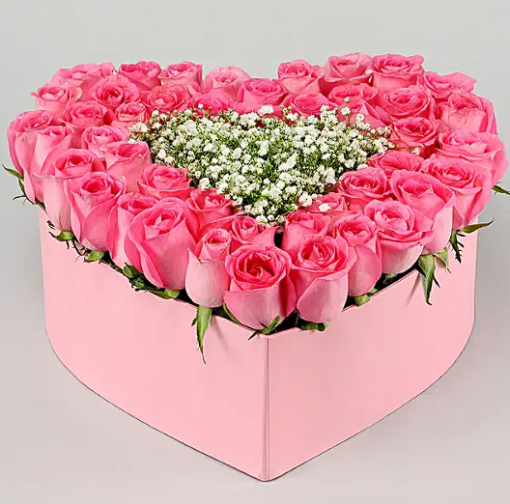 Karwa Chauth Pink Heart Roses Box 3