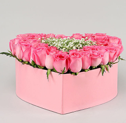 Karwa Chauth Pink Heart Roses Box 4