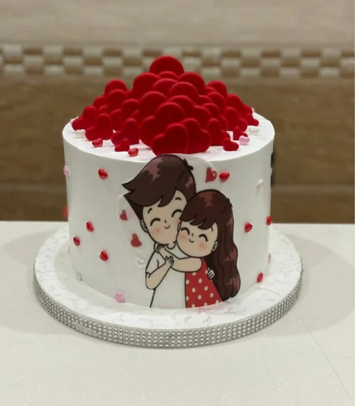 Cute Couple Valentine Day Cake