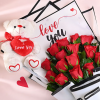 Lovely Roses Bunch With Teddy
