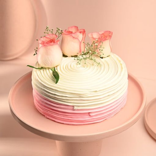 Pink Rose Vanilla Cake