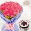 Choco Carnation 15 carnations with half kg black forest cake for valentine