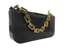 Chunky Chain Shiney Black Purse - Image 7