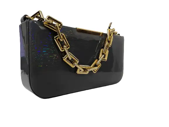 Chunky Chain Shiney Black Purse - Image 7
