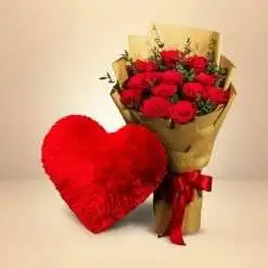 Cute Fur Heart with Roses