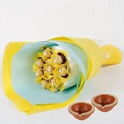 Designer Ferrero Rochers Bouquet with Diwali Diyas
