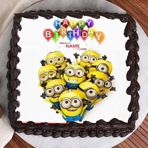 Despicable me Design Square Shape Cake 1