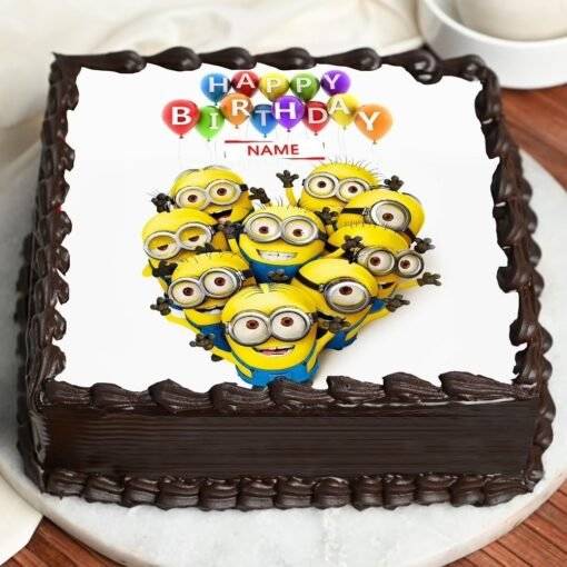 Despicable me Design Square Shape Cake