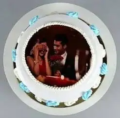 Alternative view of Flowery Photo Cake