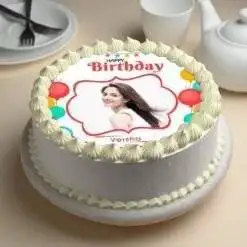 Round Birthday Photo Cake
