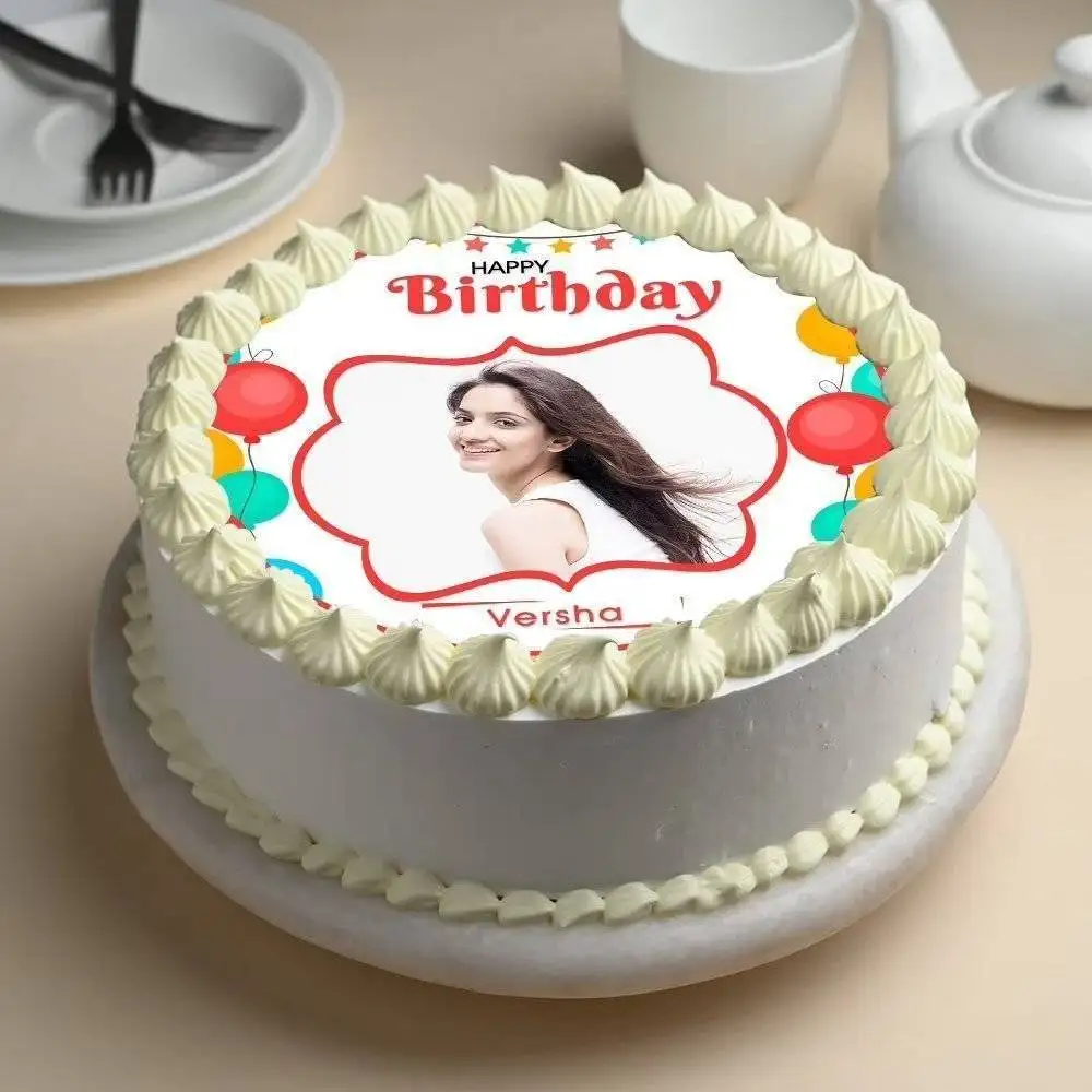 Round Birthday Photo Cake