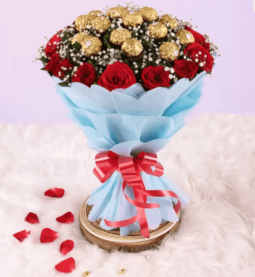 Ferrero Rocher & Roses Bunch With Rakhi - Image 3