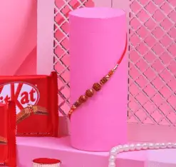 Designer Rudraksha Rakhi With Kitkat - Image 2