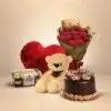 Single Red Heart Anniversary Combo