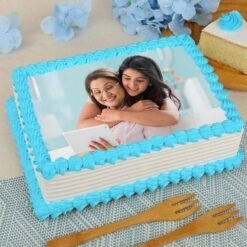 Square Shape Bordered Photo Cake