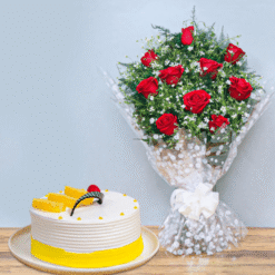 Pineapple Cake with Red Roses