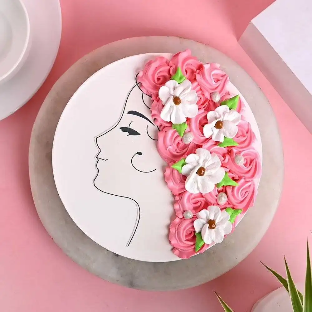 Pink Bloom Women's Day Cake - Image 2