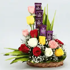 Love Basket with Flowers N Choco