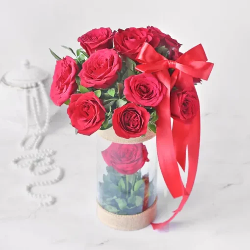 Beautiful 10 Red Rose In Vase - Image 2