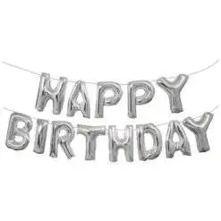 Happy Birthday Silver Foil Balloons
