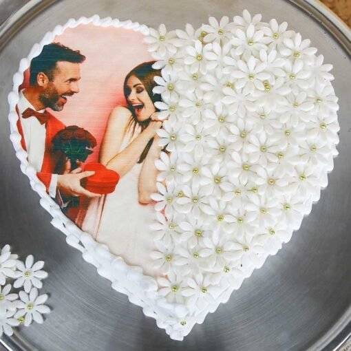 sq multi flavoured heart shaped photo cake phot2180flav B