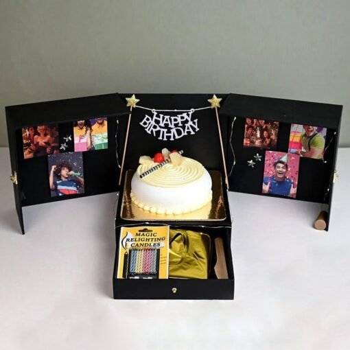 sq birthday box of cake and personalised pictures surprise2584 A 0