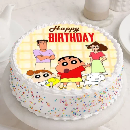 squ round shinchan family birthday vanilla poster cake phot2226vani A