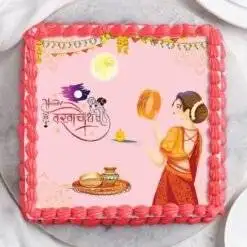 Alternative view of Square Karwa Chauth Cake
