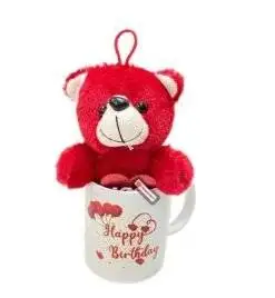 Cute Red Teddy & Love Birthday Mug