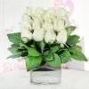 white roses with vase