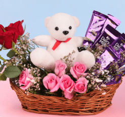 Rosy Charm with Teddy & Chocolate Bliss2