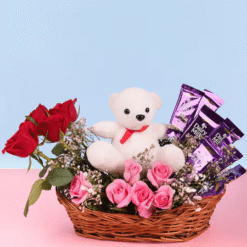 Rosy Charm with Teddy & Chocolate Bliss