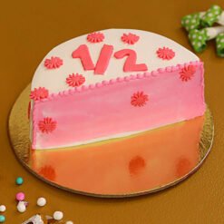 Floral Half Cake Delight: Perfect for Celebrations