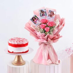 Personalized Magnet Bouquet with Red Velvet Cake
