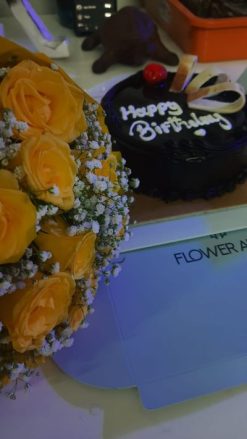 Chocolate Truffle Cake with Yellow Roses Gift Combo - Image 5