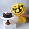 Chocolate Truffle Cake with Yellow Roses Gift Combo